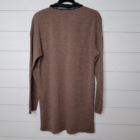 ZARA | FAUX LEATHER SWEATER - Picture 3 of 3